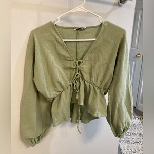 ASOS Womens long sleeve green crop top size 2